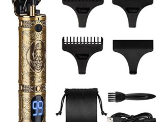 MOULEI Máquina de Cortar Pelo Profesional,Cortapelos inalámbrico Hombre Cortador de Pelo Recargable con Hoja T,Recortadora de Barba de Espacio Cero con 3 Peines-guía para Uso de Hogar y Peluquería