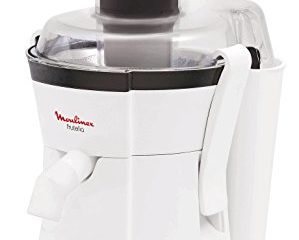 Moulinex Frutelia JU350B39 Licuadora, Tubo Ancho de 5 cm, Filtro de Acero Inoxidable, 400 W, plástico, Blanco/Negro