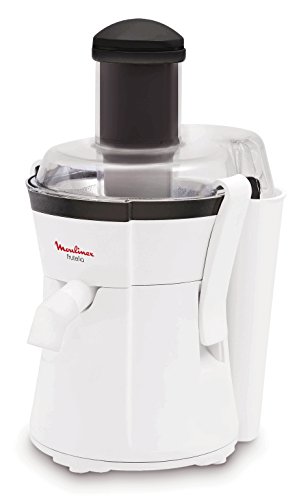 Moulinex Frutelia JU350B39 Licuadora, Tubo Ancho de 5 cm, Filtro de Acero Inoxidable, 400 W, plástico, Blanco/Negro