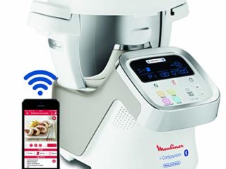 Moulinex i-Companion HF9001 - Robot de cocina Bluetooth 13 programas y 6 accesorios, capacidad 6 personas, incluye cuchilla picadora, batidor, mezclador, amasador, triturador y cesta de vapor