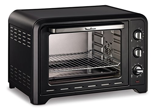 Moulinex Optimo OX4848 - Horno de Conveccción de 39 L de 6 Modos de Cocción con termostato de hasta 240º y temporizador hasta 120 minutos, bandeja de horneado y rejillas reversibles