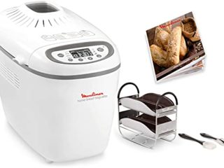 Moulinex OW6101 Home Baguette - Panificadora de 1650 W, 16 programas, hasta 1.5 kg, inicio programado, mantenimiento caliente, incluye bandejas para baguette, 2 aspas amasar y recetario, blanco