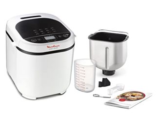 Moulinex Pain Doré OW210130 - Panificadora 1 Kg, pantalla LCD, 12 programas automáticos, bizcochos, masas, mermeladas, 3 opciones de tostado y peso, incluye libro de recetas, Acero Inoxidable / Blanco