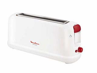 Moulinex Principio LS160111 - Tostadora de una ranura larga de 25 cm, bandeja recoge-migas con 7 niveles de tueste, modo de descongelación y botón apagado, para gran variedad de pan, Color Blanca
