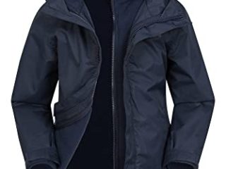 Mountain Warehouse Fell Chaqueta Impermeable 3 en 1 para Mujer - Chaqueta de Senderismo Desmontable con Forro Polar y Capucha, Transpirable, Ideal como Parka de Invierno Azul Marino 42