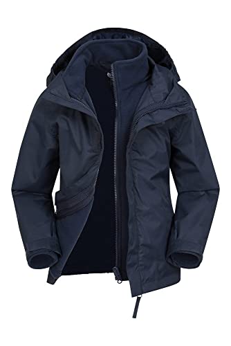 Mountain Warehouse Fell Chaqueta Impermeable 3 en 1 para Mujer - Chaqueta de Senderismo Desmontable con Forro Polar y Capucha, Transpirable, Ideal como Parka de Invierno Azul Marino 42