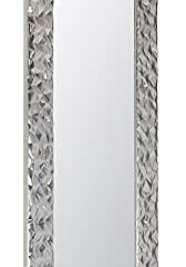 MO.WA Espejo Plateado de Pared o Apoyo, 52 x 147 cm, Marco de Madera Largo Rectangular con Hoja de Plata. para Cada habitación de la casa, Vertical Horizontal Made in Italy