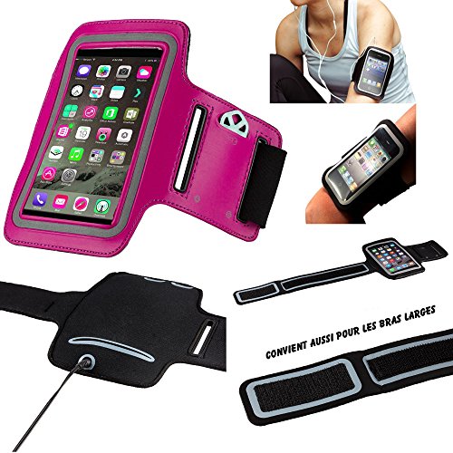 MP-ES LG Q6 Brazalete Deportivo de Neopreno para teléfono móvil (teléfono Inteligente) Footing Hiking Running Scratch Ajustable - Actividad Deportiva - Rosa