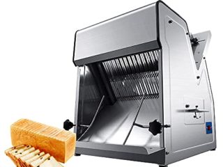 Máquina cortadora de pan eléctrica de 370 W, máquina cortadora de alimentos automática comercial para pan, acero inoxidable, CE/FCC/CCC/PSE