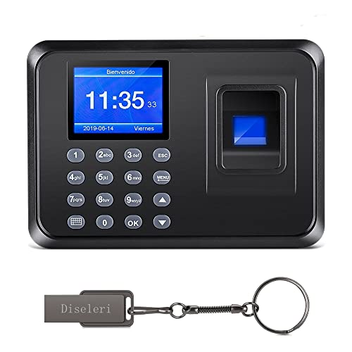 Máquina de Asistencia, Control Horario Empleados, Relojes para Fichar, Biométrica de Huella Dactilar con 8G Memoria Flash, Registrador de Cheques del Empleado, LCD Pantalla, Sistema Española