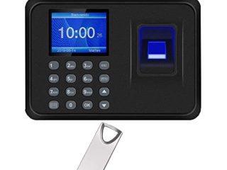 Máquina de Asistencia,Máquina Fichar de Asistencia Biométrica de Huella Dactilar con Sistema Española Pantalla LCD,Capacidad de 100.000 Registros,2.4 Pulgadas,con 8G Disco U