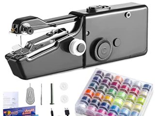 Máquina de Coser Portátil - Mini Máquina de Coser Eléctrica Portátil para Principiantes, Fácil de Usar y Puntada Rápida Adecuada para Ropa, Telas, Cortinas, Bricolaje para Viajes en Casa (Negro)
