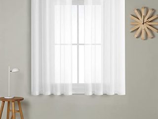 MRTREES Cortina para Ventana Dormitorio Translúcidas Visillos Paneles para Ventanas Sala para Niños Sala Comedor 2 Piezas 140×145cm Blanco