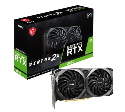 MSI GeForce RTX 3050 VENTUS 2X 8G OC - Tarjeta gráfica 8GB GDDR6, 128-bit, PCI Express Gen 4, Dual Fan, TORX FAN 3.0, Resolución 7680 x 4320