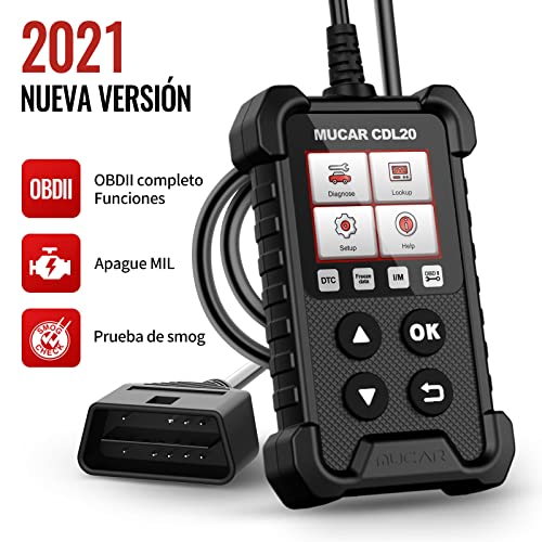 mucar Obd2/Obd Diagnosis, cdl30 Diagnostico Coche apoya español,Maquina Diagnosis Asequible de Nivel de Entrada,Diagnosis Coche multimarca/Sensor de O2 / Sistema EVAP/Prueba de Smog (Gris)