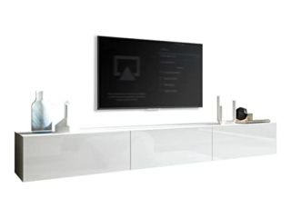 Mueble de salón moderno ALTO BRILLO COMPLETO para colgar 270 cm mueble bajo blanco brillante acrílico decoración armario de pared moderno para salón