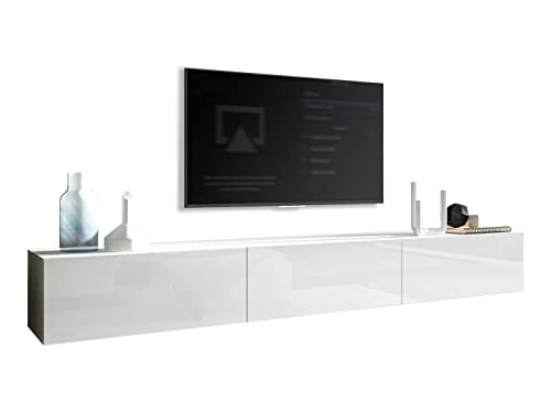 Mueble de salón moderno ALTO BRILLO COMPLETO para colgar 270 cm mueble bajo blanco brillante acrílico decoración armario de pared moderno para salón
