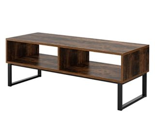 Mueble TV Salón, Mesa TV de Estilo Industrial, Mesa de Centro, Metal y Madera, Vintage y Negro, 108x40x40cm