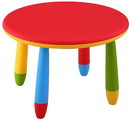 Mueblear 90049 - Mesa infantil redonda de plástico, desmontable, para niños, color Rojo
