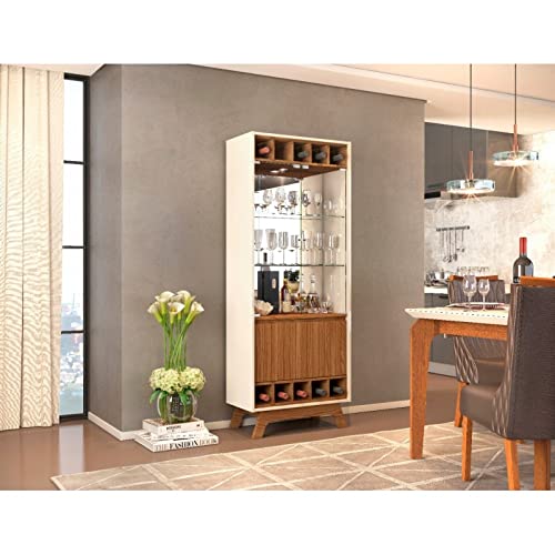 Muebles para Salón - Vitrinas Diseño - Vitrina Grenoble Blanco/Roble (70x35x181)