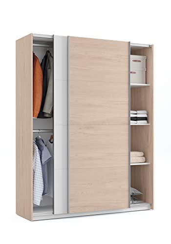 Muebles Pitarch Onix, Material: aglomerado de partículas y melamina de Alta Densidad, Blanco y Roble Aurora, Regular