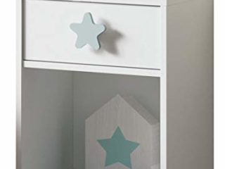 Muebles Pitarch Sweet Mesita, Aglomerado de Partículas y Melamina de Alta Densidad, Blanco Atlas/Estrella Gris, 56 x 40 x 33 cm