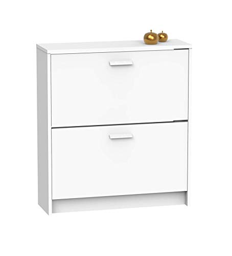 Muebles Pitarch Tibet Zapatero, Aglomerado de partículas y melamina de Alta Densidad, Blanco, 82 x 74 x 25 cm