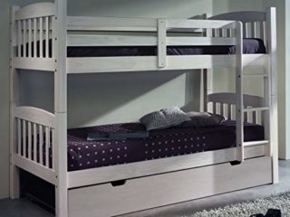 MUEBLESYA.COM-Litera Tres Camas Pino Blanco Lavado-Litera Juvenil Triple-Litera con Cama Nido