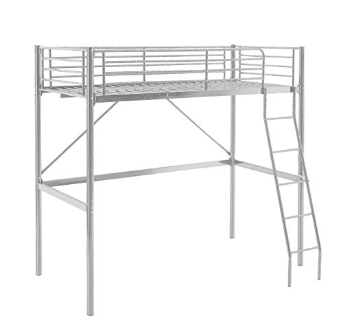 MUEBLIX | Literas Juveniles 90x190 | Cama Alta Individual | Estructura de Metal | Literas Juveniles Baratas con Escalera | Ideal para Loft para Escritorio Debajo | Modelo Pedro