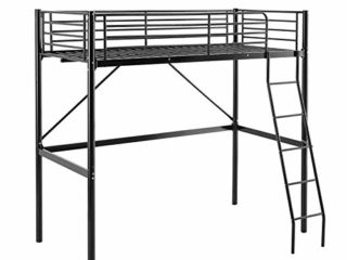 MUEBLIX | Literas Juveniles 90x190 | Cama Alta Individual | Estructura de Metal | Literas Juveniles Baratas con Escalera | Ideal para Loft para Escritorio Debajo | Modelo Pedro
