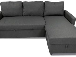 MUEBLIX.COM | Sofa Cama Chaise Longue 3 Plazas Palma | Sofas de Salón Modernos | Asientos y Respaldo Espuma | Sofa con Estructura de Madera y Patas Metal | Color Gris