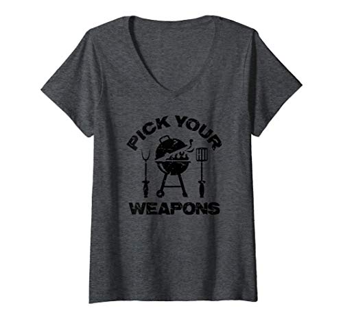 Mujer Funny BBQ Tools Barbecue Grill Grilling Gift Camiseta Cuello V