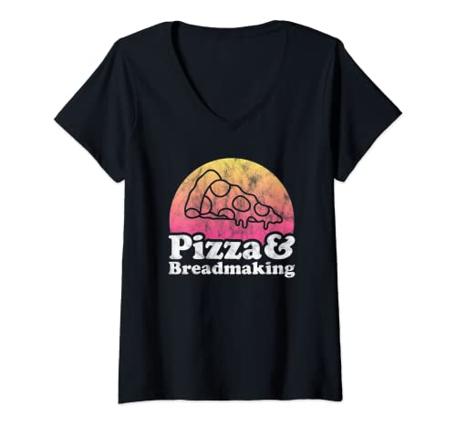 Mujer Pizza y panificadora o panificadora Camiseta Cuello V