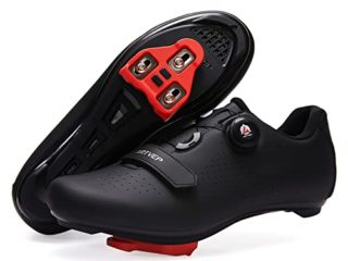 Mujer Zapatillas de Ciclismo para Hombre Zapatillas de Bicicleta de Carretera compatibles con Look SPD SPD-SL Delta Cleats Zapatillas de Bicicleta para Interiores Exteriores Todo Negro EU 38