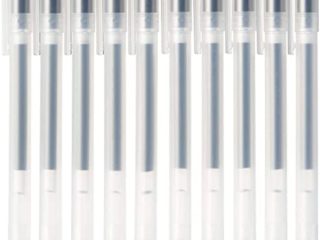MUJI Tinta de Gel Bolígrafo Tipo de Tapa 10-Piezas Juego, 0.5 mm Tamaño Punta, Negro