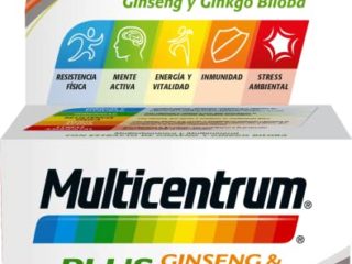 MULTICENTRUM Plus, Complemento Alimenticio Multivitamínico y Multimineral con Ginseng y Ginkgo Biloba para Adultos, Sin Gluten, 30 Comprimidos
