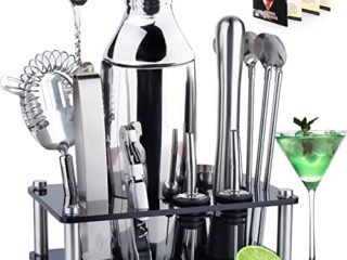 MUOIVG Juego de Mezcla de cócteles, Juego de agitador de Acero Inoxidable de 750 ml, Kit de Herramientas de Barra de 15 Piezas para Hacer cócteles de Barman, Kit Cocteleria con Libro de Recetas