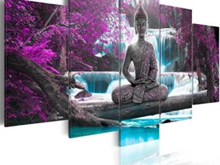 murando Cuadro en Lienzo Buda 200x100 cm Impresión de 5 Piezas Material Tejido no Tejido Impresión Artística Imagen Gráfica Decoracion de Pared Oriente Zen Cascada c-A-0021-b-o