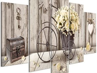 murando Cuadro en Lienzo Flores 200x100 cm 5 partes Impresión en Material Tejido no Tejido Impresión Artística Imagen Gráfica Decoracion de Pared - Naturaleza Rosas n-C-0291-b-m