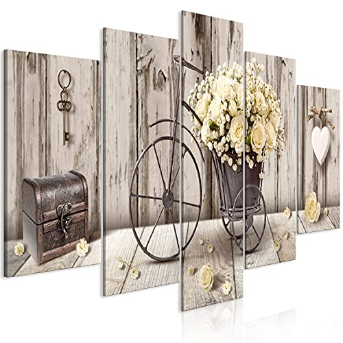 murando Cuadro en Lienzo Flores 200x100 cm 5 partes Impresión en Material Tejido no Tejido Impresión Artística Imagen Gráfica Decoracion de Pared - Naturaleza Rosas n-C-0291-b-m
