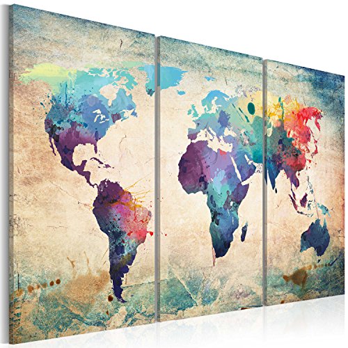 murando Cuadro en Lienzo Mapamundi 120x80 cm Impresión de 3 Piezas Material Tejido no Tejido Impresión Artística Imagen Gráfica Decoracion de Pared Mapa del mundo 020113-47