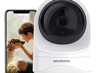 Muson Camara Vigilancia WiFi Interior, Cámara IP WiFi FHD 1080p, Visión Noturna& Sensor Movimiento& Audio Doble Vía& Admite Tarjeta SD& Compatible con Alexa, Camara Seguridad Mascotas/Bebés