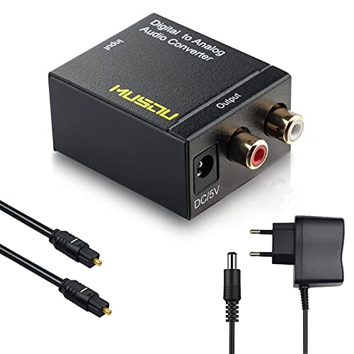 Musou DAC de Audio Convertidor Digital Analógico Óptica o Coaxial a RCA Adaptador Toslink y SPDIF to R/L