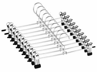Mutsitaz 10 Pcs Perchas para Pantalones Faldas con Clip, Revestimiento de Metal Cromado, para Pantalones, Faldas, Antideslizante, Ahorra Espacio