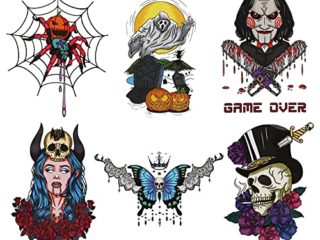MWOOT 6 Hojas Juego de Parches de Calcomanías de Transferencia Hierro de Halloween, Apliques Decoración de Disfraz Araña Fantasma Calavera, Pegatinas Transferencia de Calor para Camiseta Ropa Jeans
