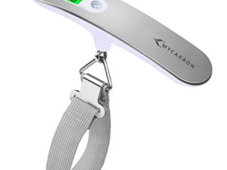 MYCARBON Escala del Equipaje Pesa Maletas Báscula Digital Portátil Bascula para Maletas de Viaje (Blanco)
