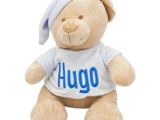 MyK Oso de Peluche Personalizado Para Bebé - MyK Será su mejor compañero de juegos - Personalizado el nombre del recién nacido bordado en color (Azul)