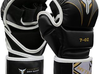 Mytra Fusion MMA Gloves Grappling Gloves Martial Arts Gloves Sparring Gloves Punching Bag Gloves (Black Gold, L/XL)