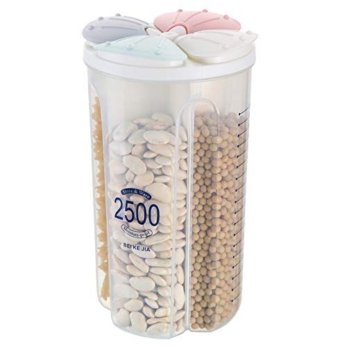 N / A Hermético del envase de almacenamiento de alimentos, cereal seco LeakProof plástico Contenedores Dispensadores 2500ml de cuatro colores / 4 cuadrícula