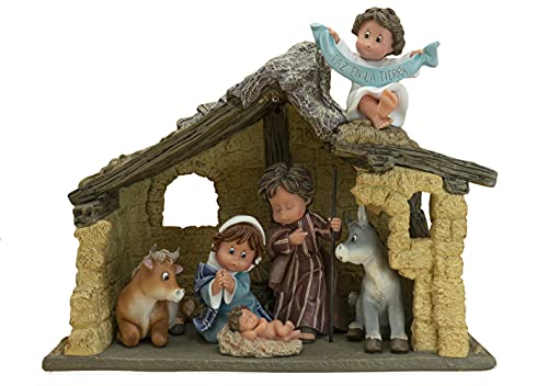 Nadal Figura Decorativa Paz en la Tierra, Resina, Multicolor, 16.00x33.00x27.50 cm